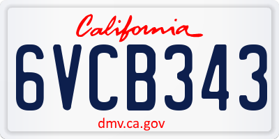 CA license plate 6VCB343