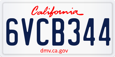 CA license plate 6VCB344