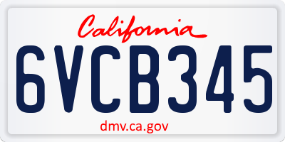 CA license plate 6VCB345