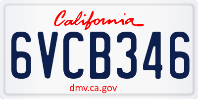 CA license plate 6VCB346