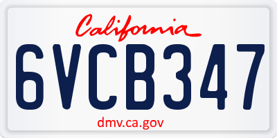 CA license plate 6VCB347