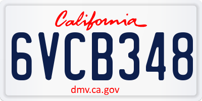 CA license plate 6VCB348