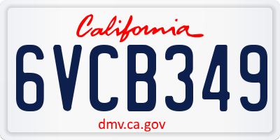 CA license plate 6VCB349
