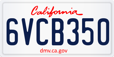 CA license plate 6VCB350