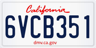 CA license plate 6VCB351