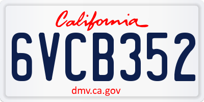 CA license plate 6VCB352