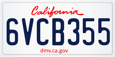 CA license plate 6VCB355