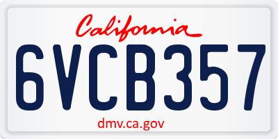 CA license plate 6VCB357