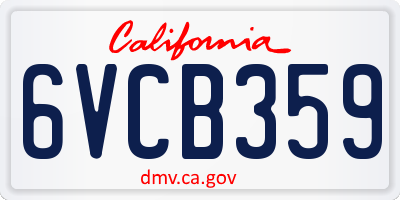 CA license plate 6VCB359