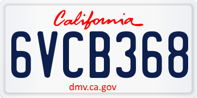 CA license plate 6VCB368
