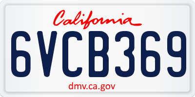 CA license plate 6VCB369