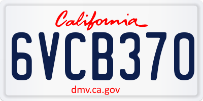 CA license plate 6VCB370