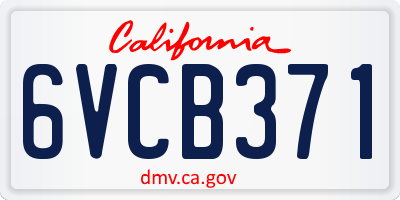 CA license plate 6VCB371