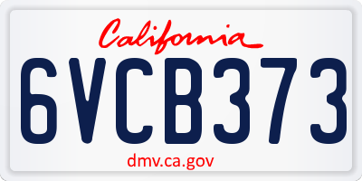 CA license plate 6VCB373