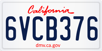 CA license plate 6VCB376