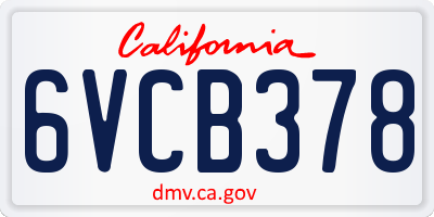 CA license plate 6VCB378
