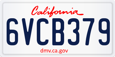 CA license plate 6VCB379