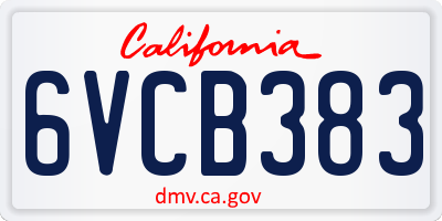 CA license plate 6VCB383