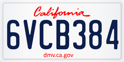 CA license plate 6VCB384