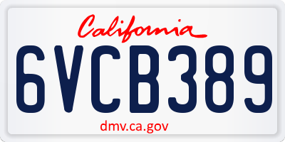 CA license plate 6VCB389
