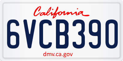 CA license plate 6VCB390