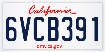 CA license plate 6VCB391
