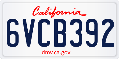 CA license plate 6VCB392