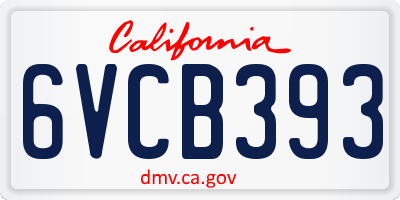 CA license plate 6VCB393