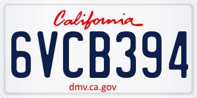 CA license plate 6VCB394