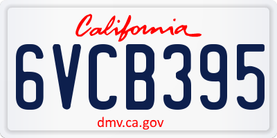 CA license plate 6VCB395