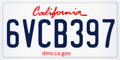 CA license plate 6VCB397