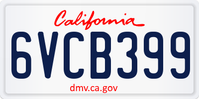CA license plate 6VCB399