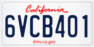 CA license plate 6VCB401