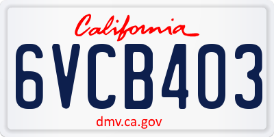 CA license plate 6VCB403