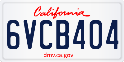 CA license plate 6VCB404