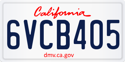 CA license plate 6VCB405