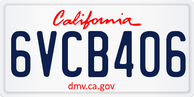 CA license plate 6VCB406