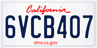 CA license plate 6VCB407