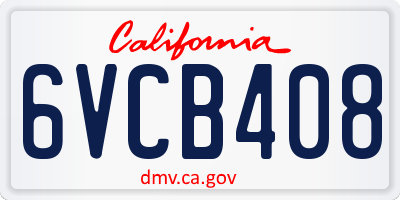CA license plate 6VCB408