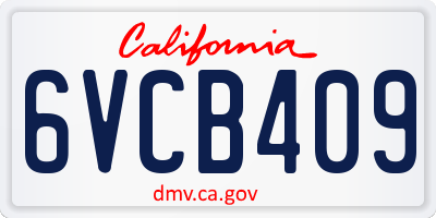 CA license plate 6VCB409