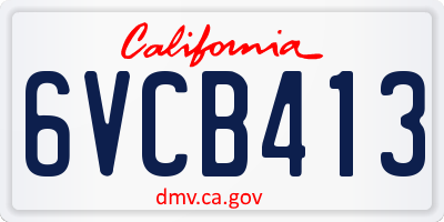 CA license plate 6VCB413