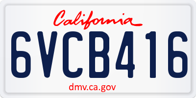 CA license plate 6VCB416