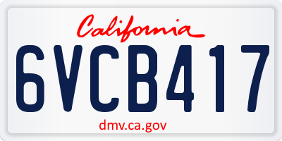 CA license plate 6VCB417