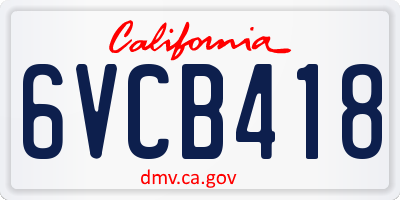 CA license plate 6VCB418