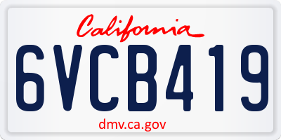CA license plate 6VCB419