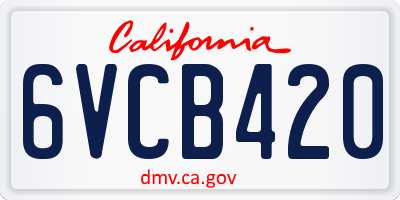 CA license plate 6VCB420