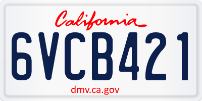 CA license plate 6VCB421