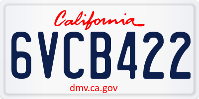CA license plate 6VCB422