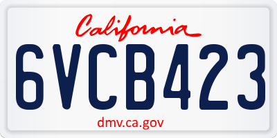 CA license plate 6VCB423