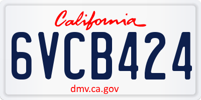 CA license plate 6VCB424